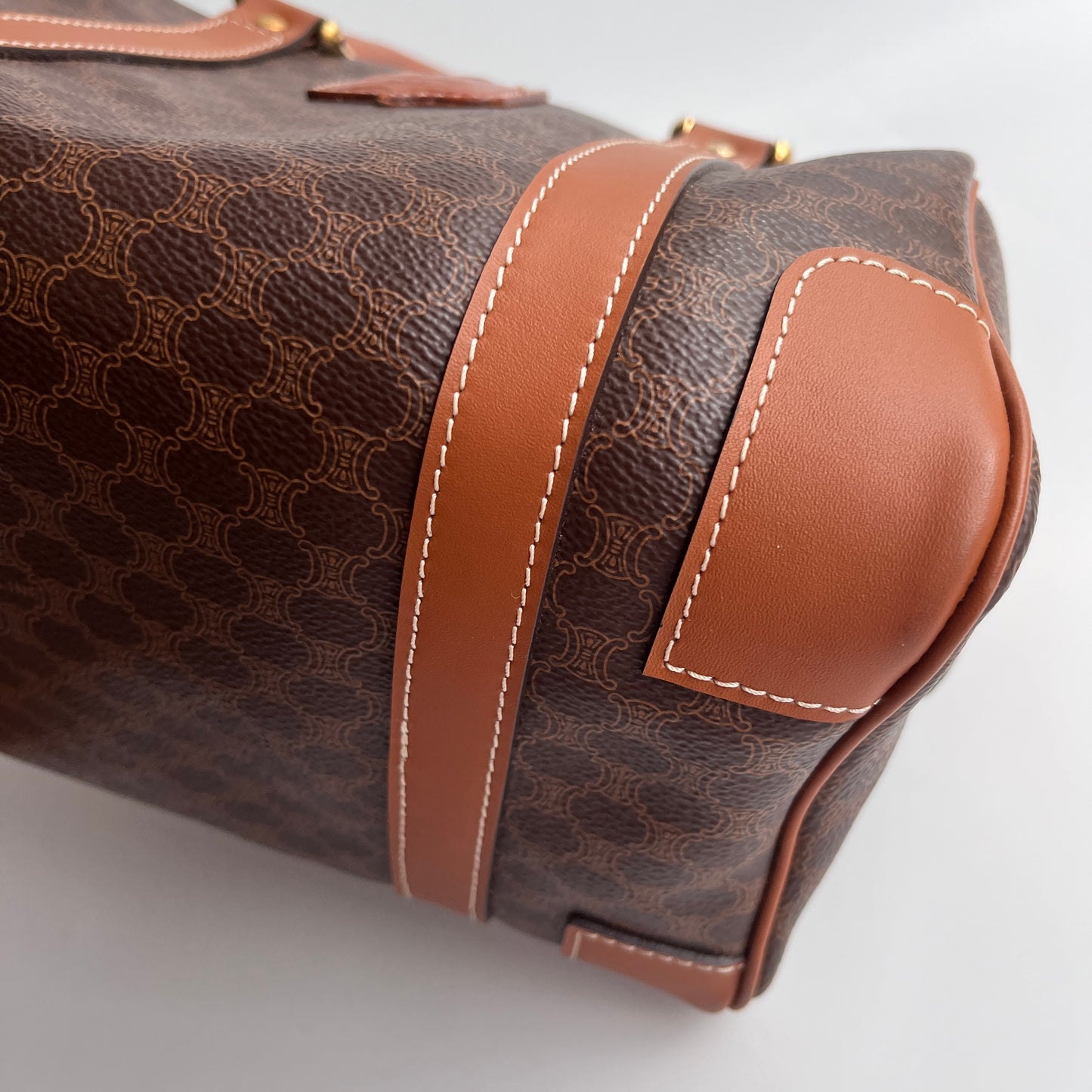 Celine Vintage Macadam Coated Canvas Boston Bag