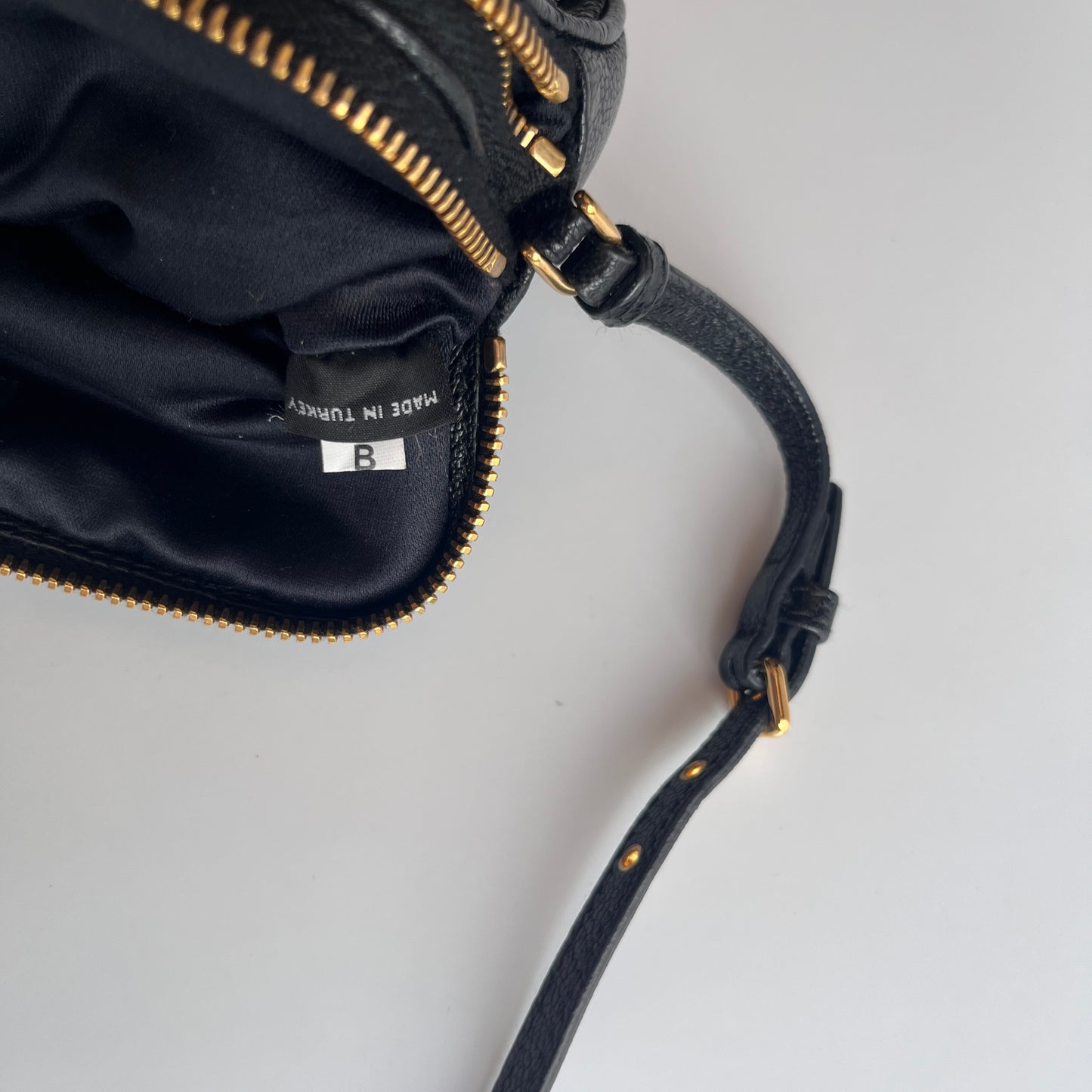 Miu Miu Black Goatskin Madras Double Zip Pochette Clutch