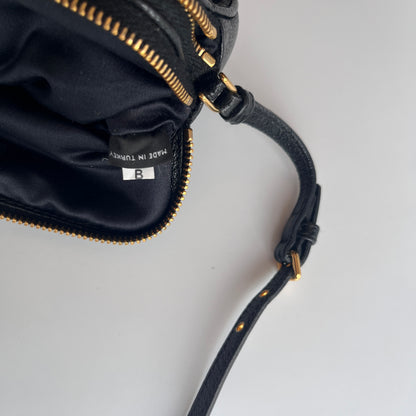 Miu Miu Black Goatskin Madras Double Zip Pochette Clutch