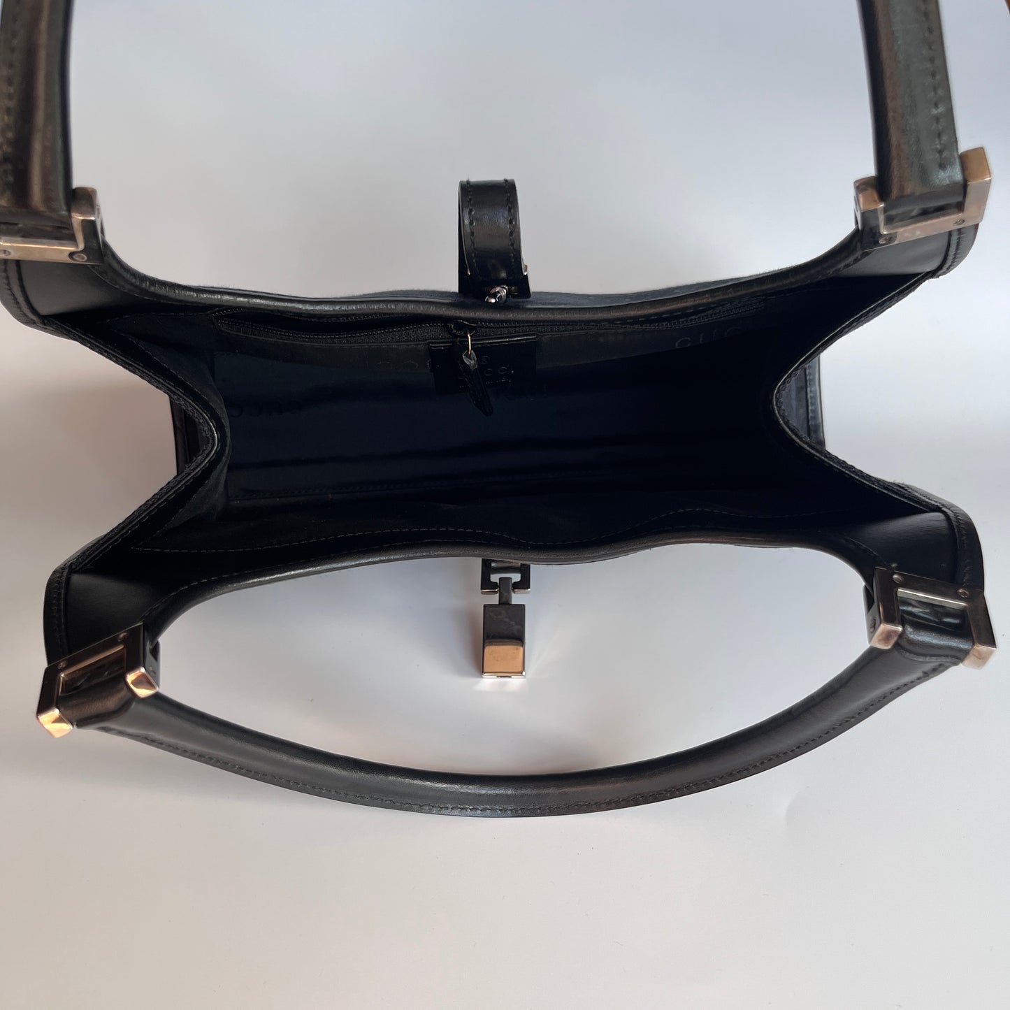 Gucci Vintage Black Jackie Canvas Shoulder Bag