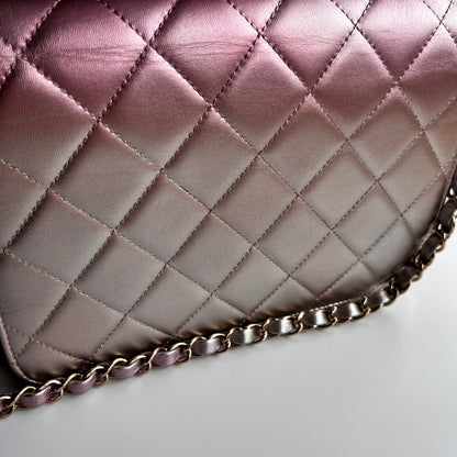 Chanel Quilted Gradient Metallic Lambskin Like A Wallet Flap Crossbody Bag