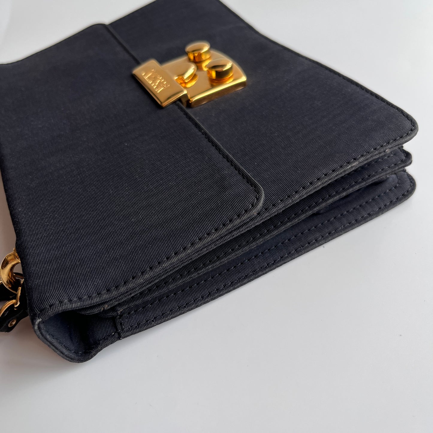 Moschino Vintage Black Nylon Chain Shoulder Bag