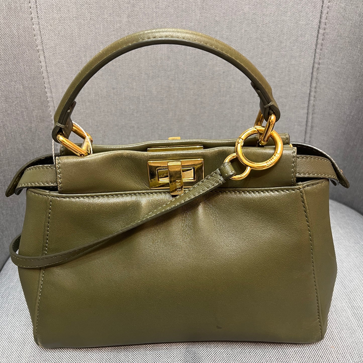 Fendi Peekaboo Mini Olive Green Crossbody Bag