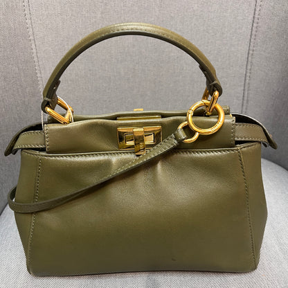 Fendi Peekaboo Mini Olive Green Crossbody Bag