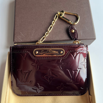 Louis Vuitton Amarante Vernis Pochette Cle Key Coin Case