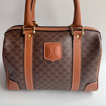 Celine Vintage Macadam Coated Canvas Boston Bag