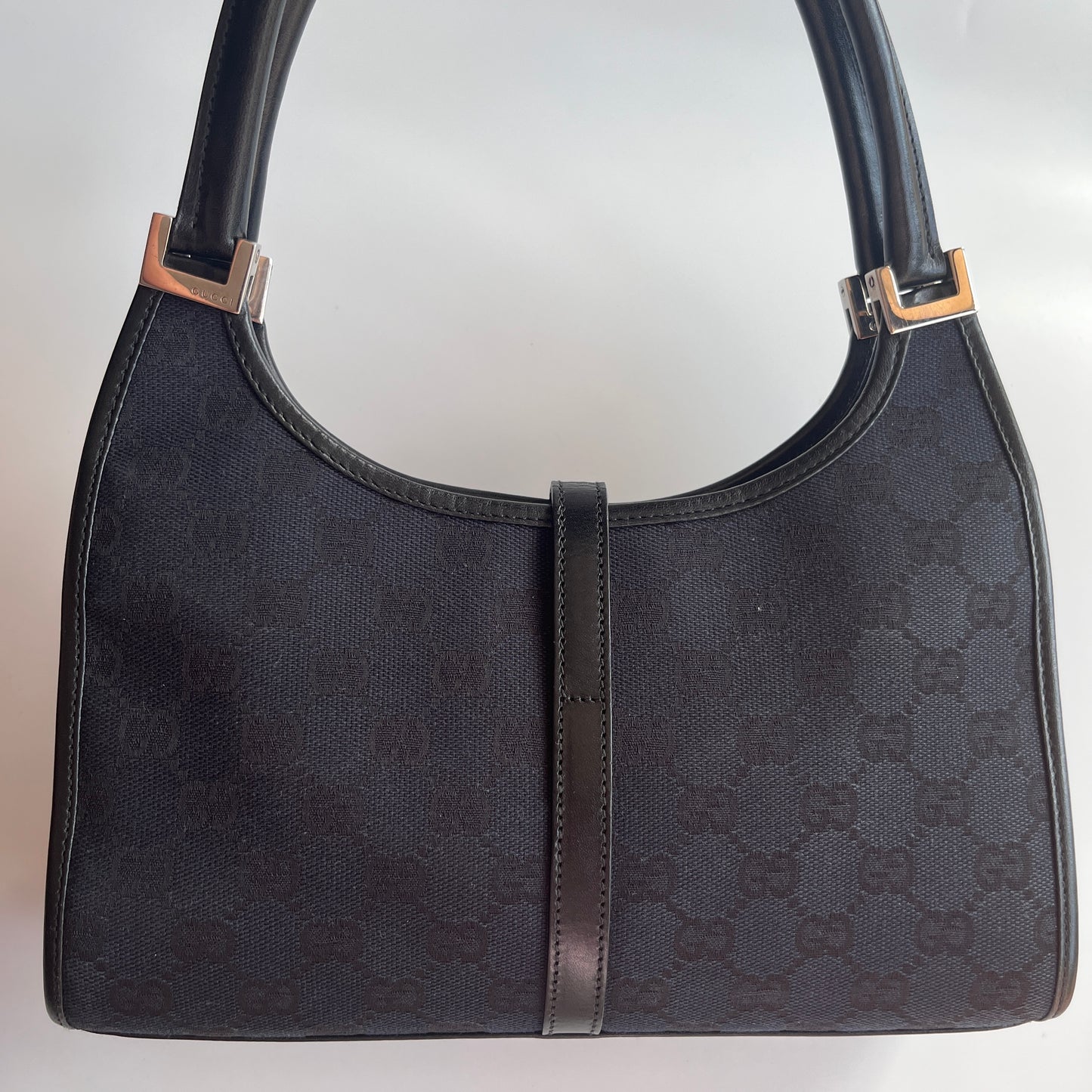 Gucci Vintage Black Jackie Canvas Shoulder Bag