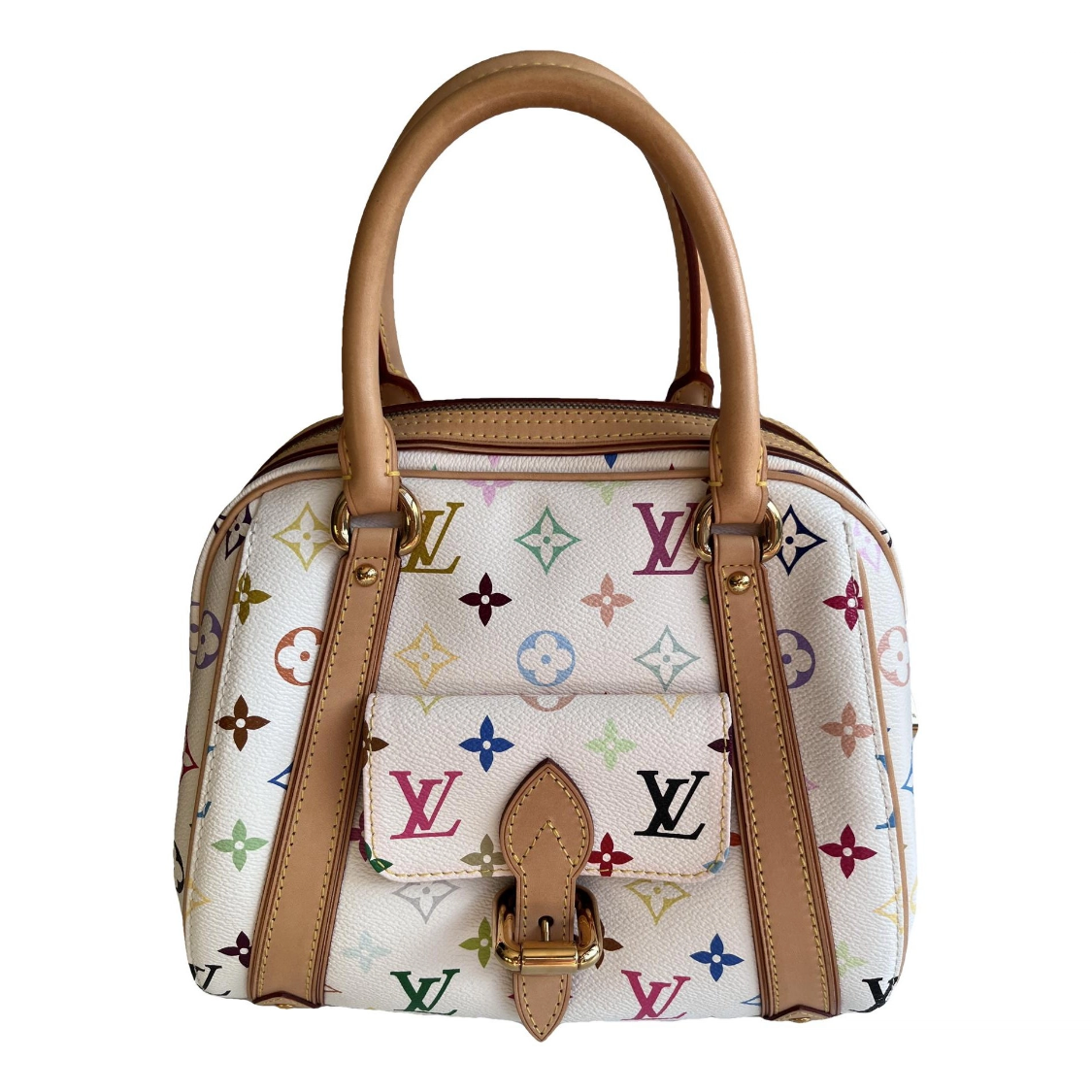 Louis Vuitton x Takashi Murakami White Multicolor Priscilla Handbag
