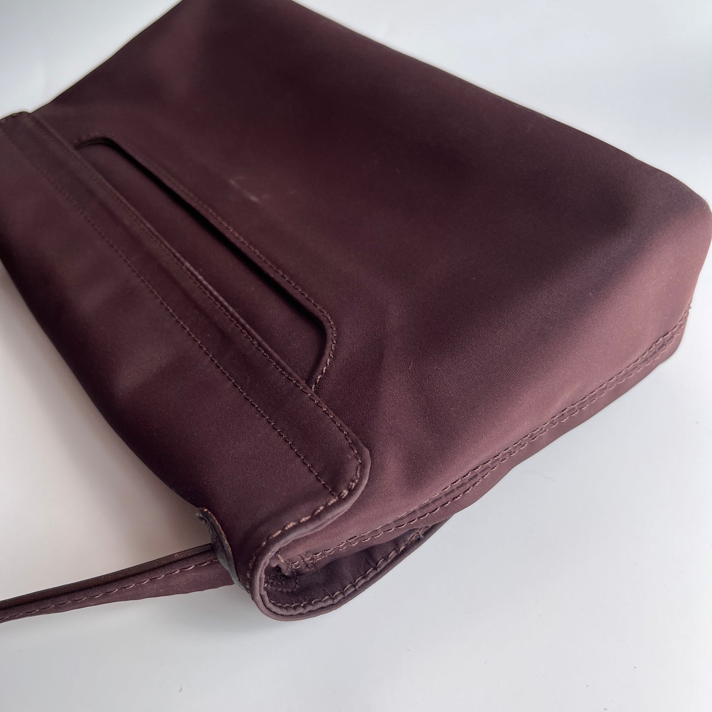 Moschino Vintage Brown Baguette Nylon Shoulder Bag