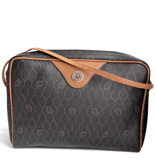 Christian Dior Vintage Honeycomb Coated Canvas Crossbody Bag