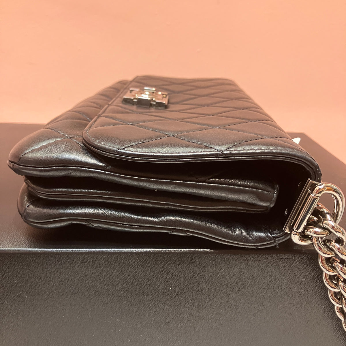 Chanel Boy East West Flap Black Leather Crossbody Clutch Bag