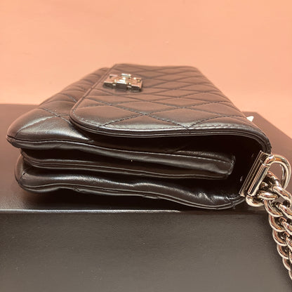 Chanel Boy East West Flap Black Leather Crossbody Clutch Bag