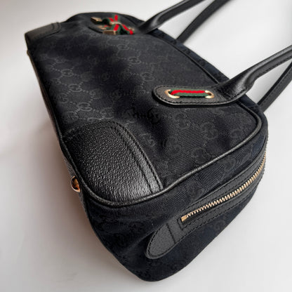 Gucci Princy Black Canvas Sherry Line Shoulder Bag