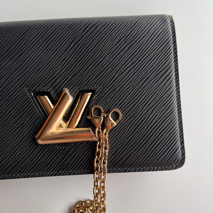 Louis Vuitton Black Epi Twist Wallet on Chain GHW RFID