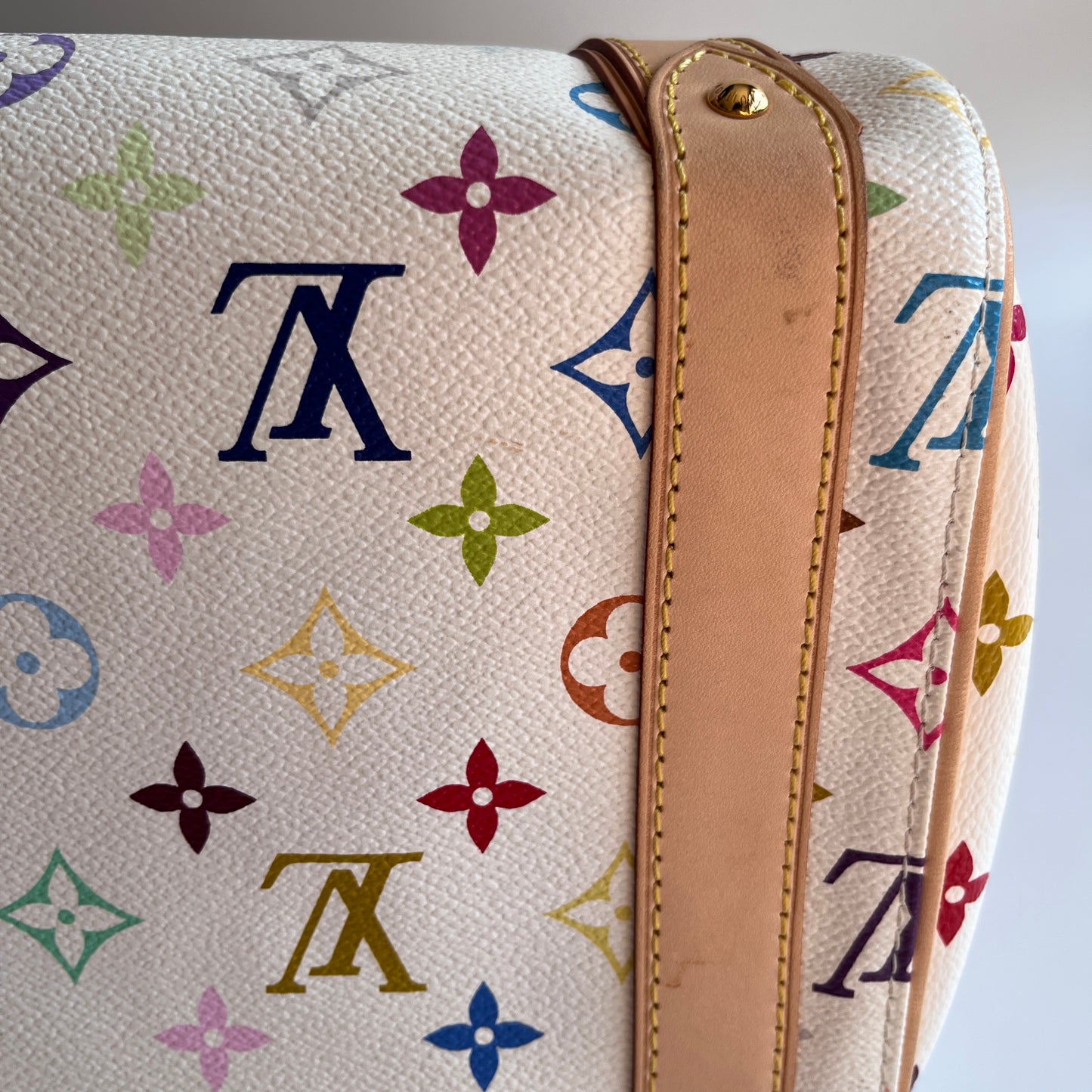 Louis Vuitton x Takashi Murakami White Multicolor Priscilla Handbag