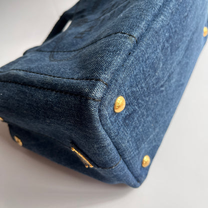 Prada Blue Denim Canapa Top Handle Bag
