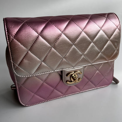 Chanel Quilted Gradient Metallic Lambskin Like A Wallet Flap Crossbody Bag