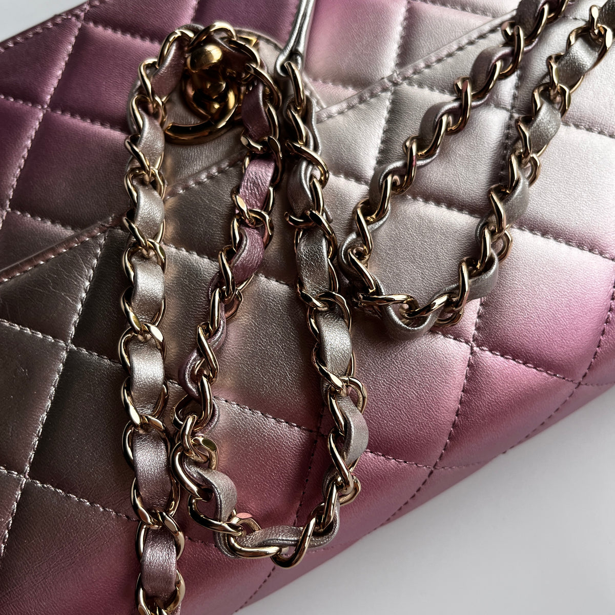Chanel Quilted Gradient Metallic Lambskin Like A Wallet Flap Crossbody Bag