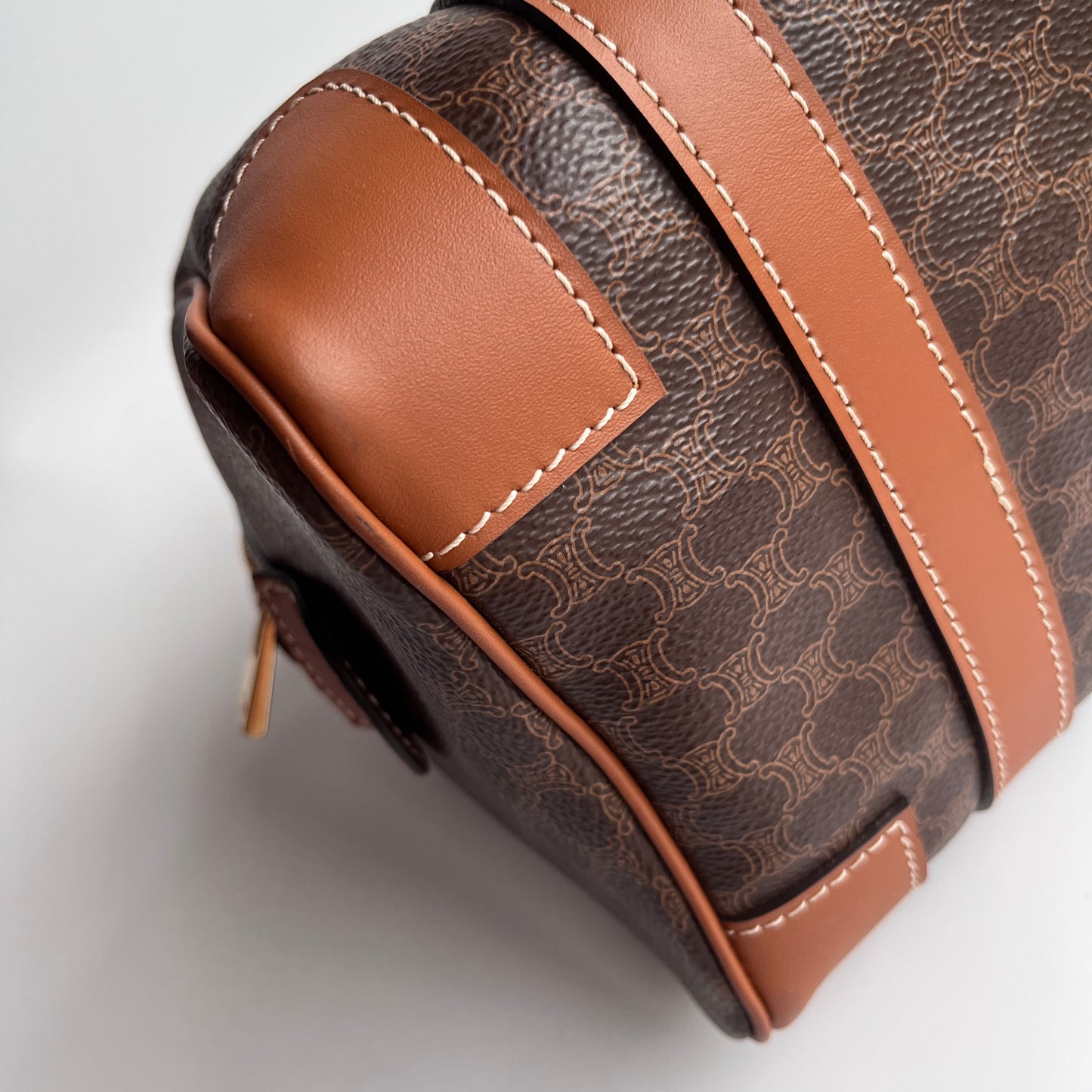 Celine Vintage Macadam Coated Canvas Boston Bag