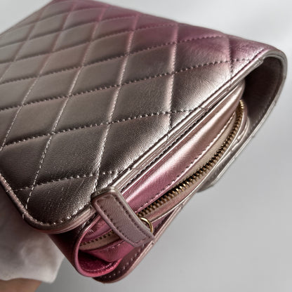 Chanel Quilted Gradient Metallic Lambskin Like A Wallet Flap Crossbody Bag