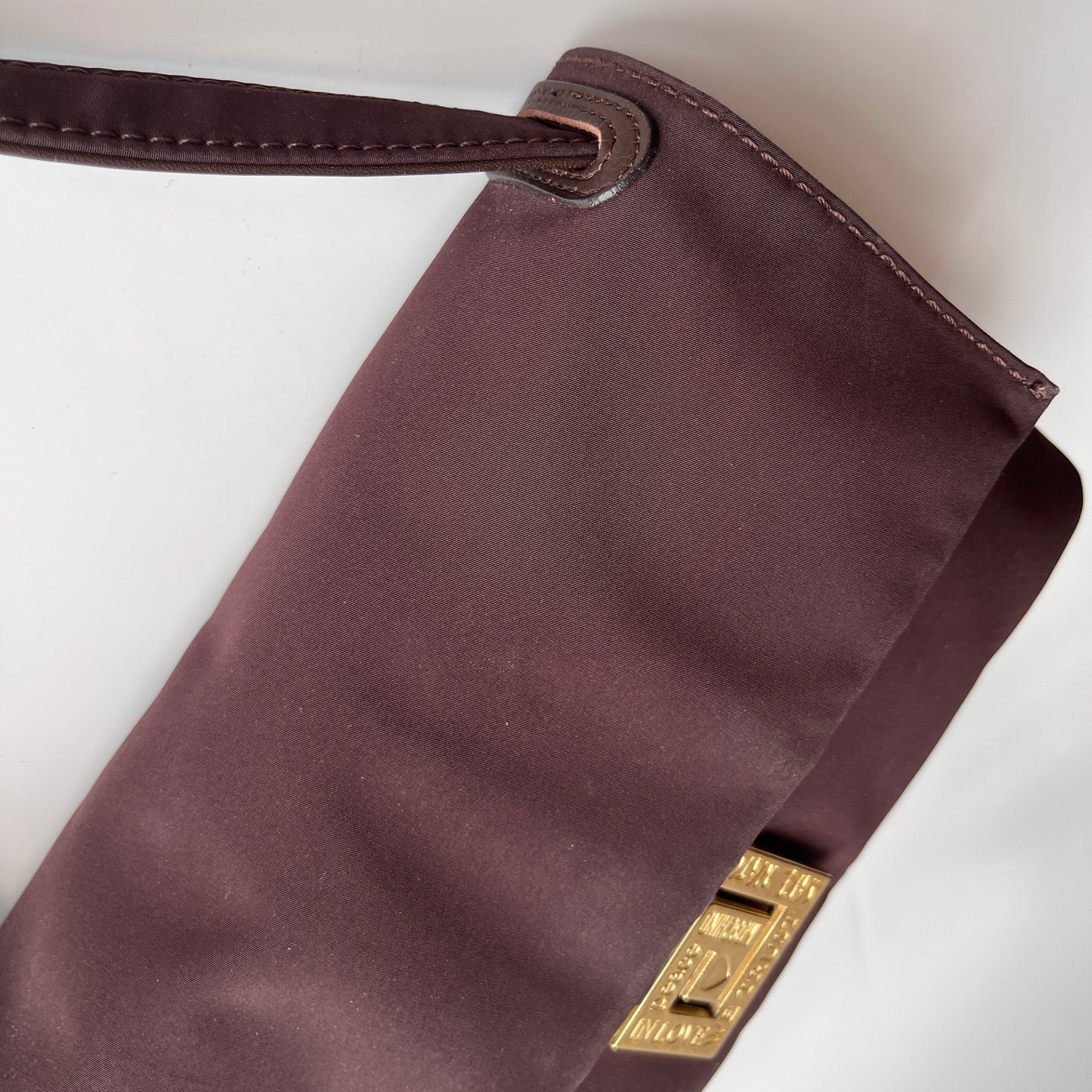 Moschino Vintage Brown Baguette Nylon Shoulder Bag