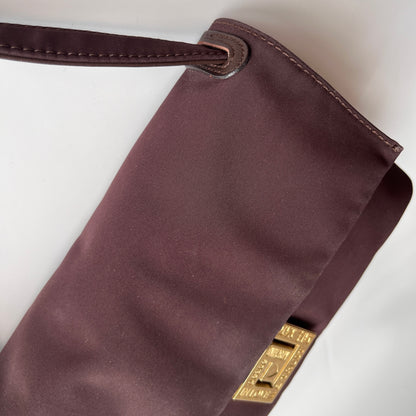 Moschino Vintage Brown Baguette Nylon Shoulder Bag