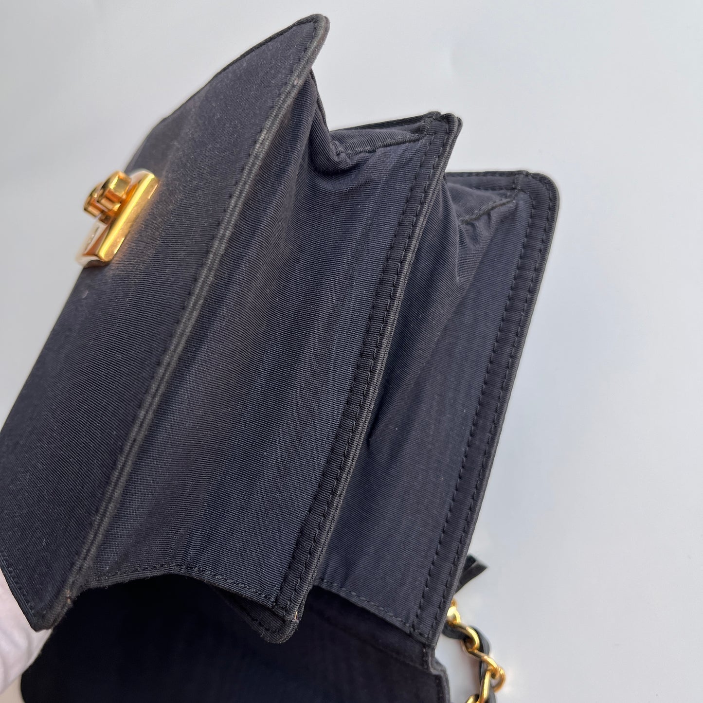 Moschino Vintage Black Nylon Chain Shoulder Bag