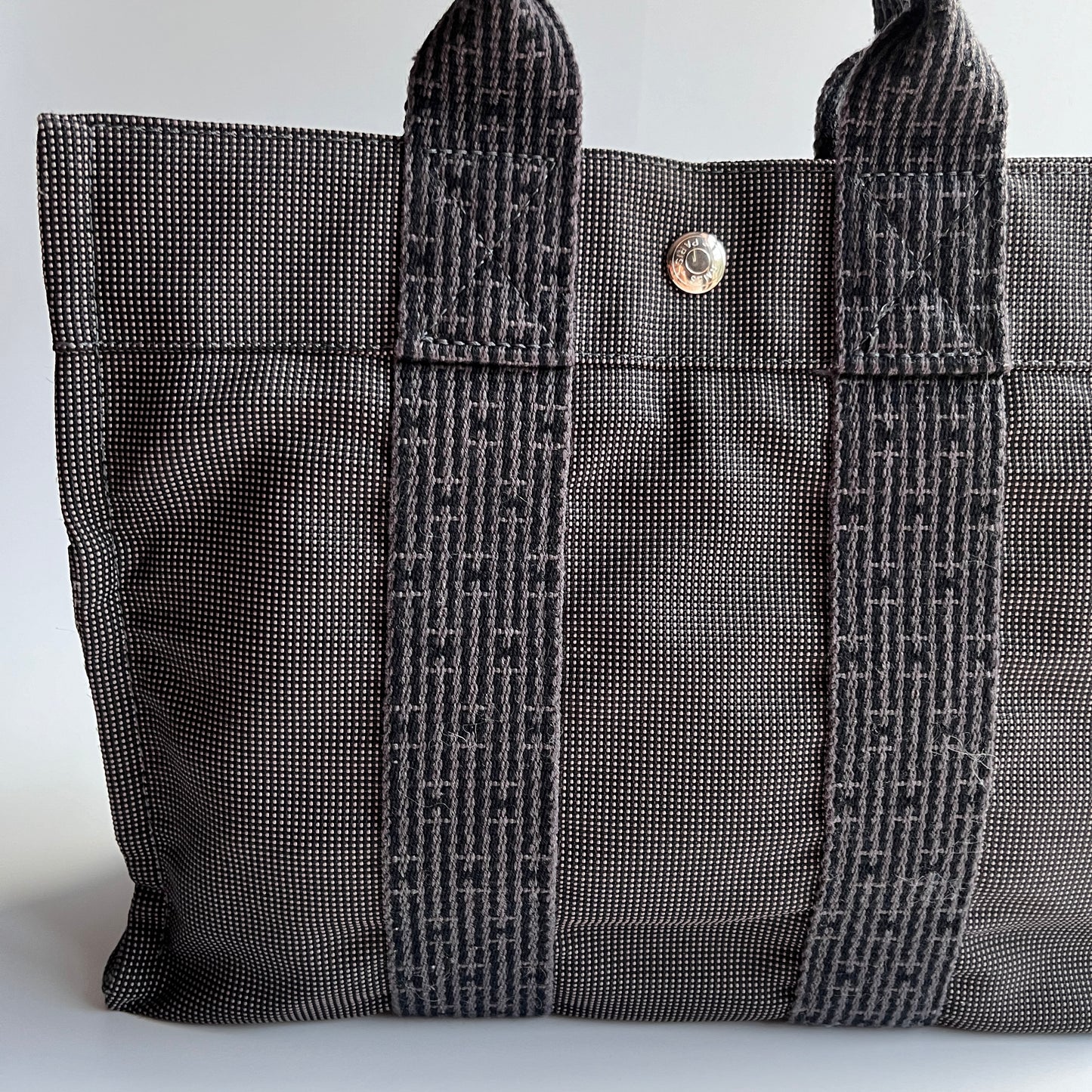 Hermes Herline PM Gray Canvas Tote Bag
