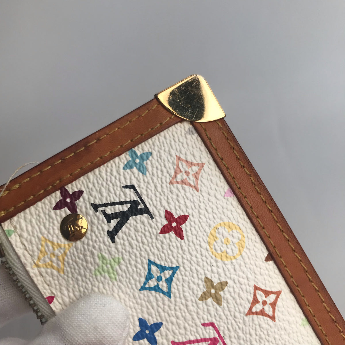 Louis Vuitton Monogram Multicolor Pochette Cles White