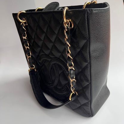 Chanel Vintage Black Caviar PST Tote Bag