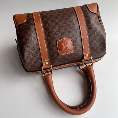 Celine Vintage Macadam Coated Canvas Boston Bag