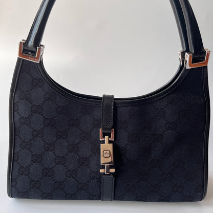 Gucci Vintage Black Jackie Canvas Shoulder Bag