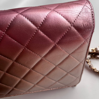 Chanel Quilted Gradient Metallic Lambskin Like A Wallet Flap Crossbody Bag