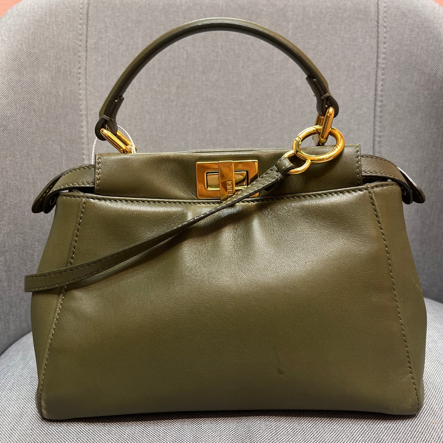 Fendi Peekaboo Mini Olive Green Crossbody Bag