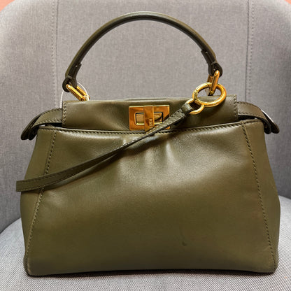 Fendi Peekaboo Mini Olive Green Crossbody Bag