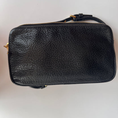 Miu Miu Black Goatskin Madras Double Zip Pochette Clutch