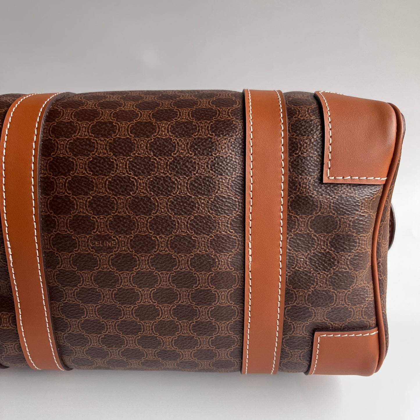 Celine Vintage Macadam Coated Canvas Boston Bag