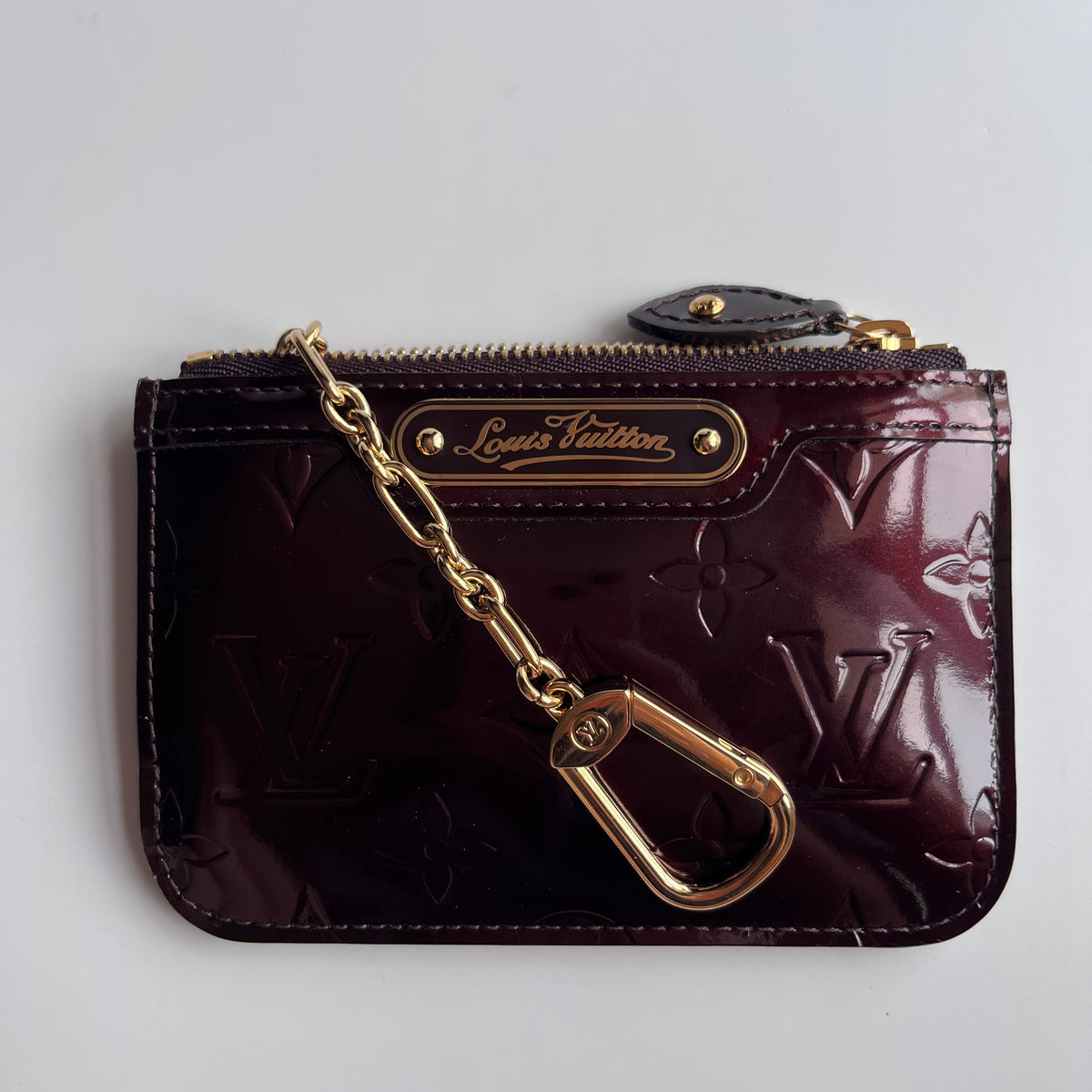 Louis Vuitton Amarante Vernis Pochette Cle Key Coin Case