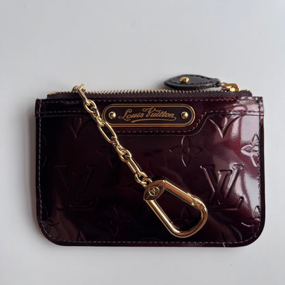 Louis Vuitton Amarante Vernis Pochette Cle Key Coin Case