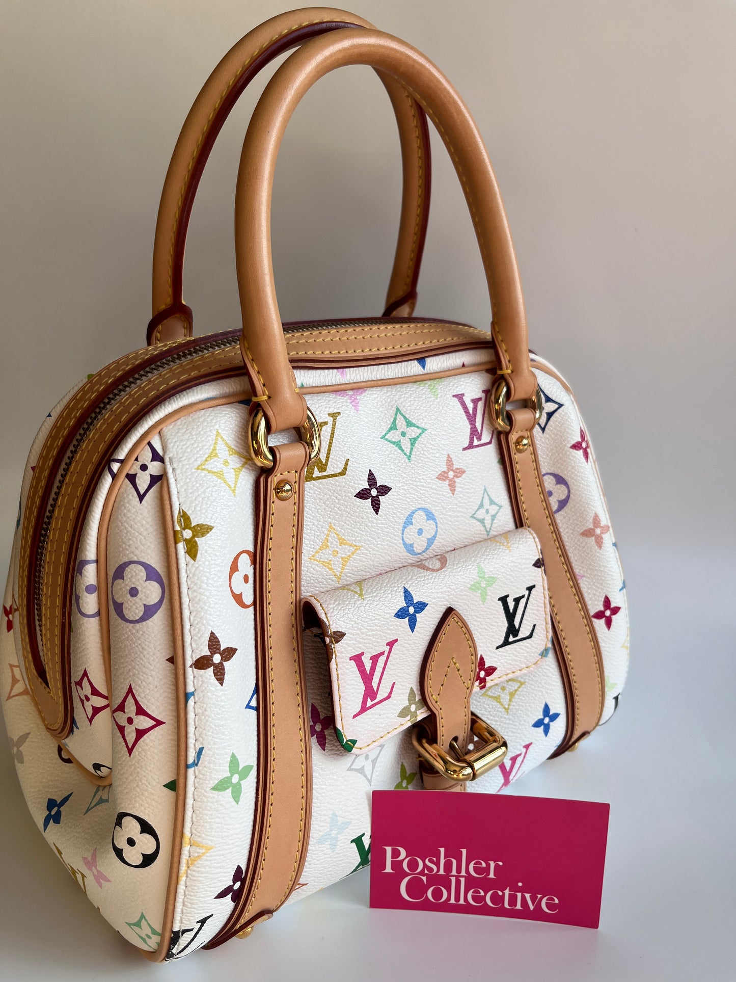 Louis Vuitton x Takashi Murakami White Multicolor Priscilla Handbag