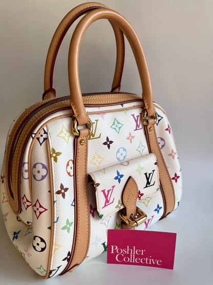 Louis Vuitton x Takashi Murakami White Multicolor Priscilla Handbag