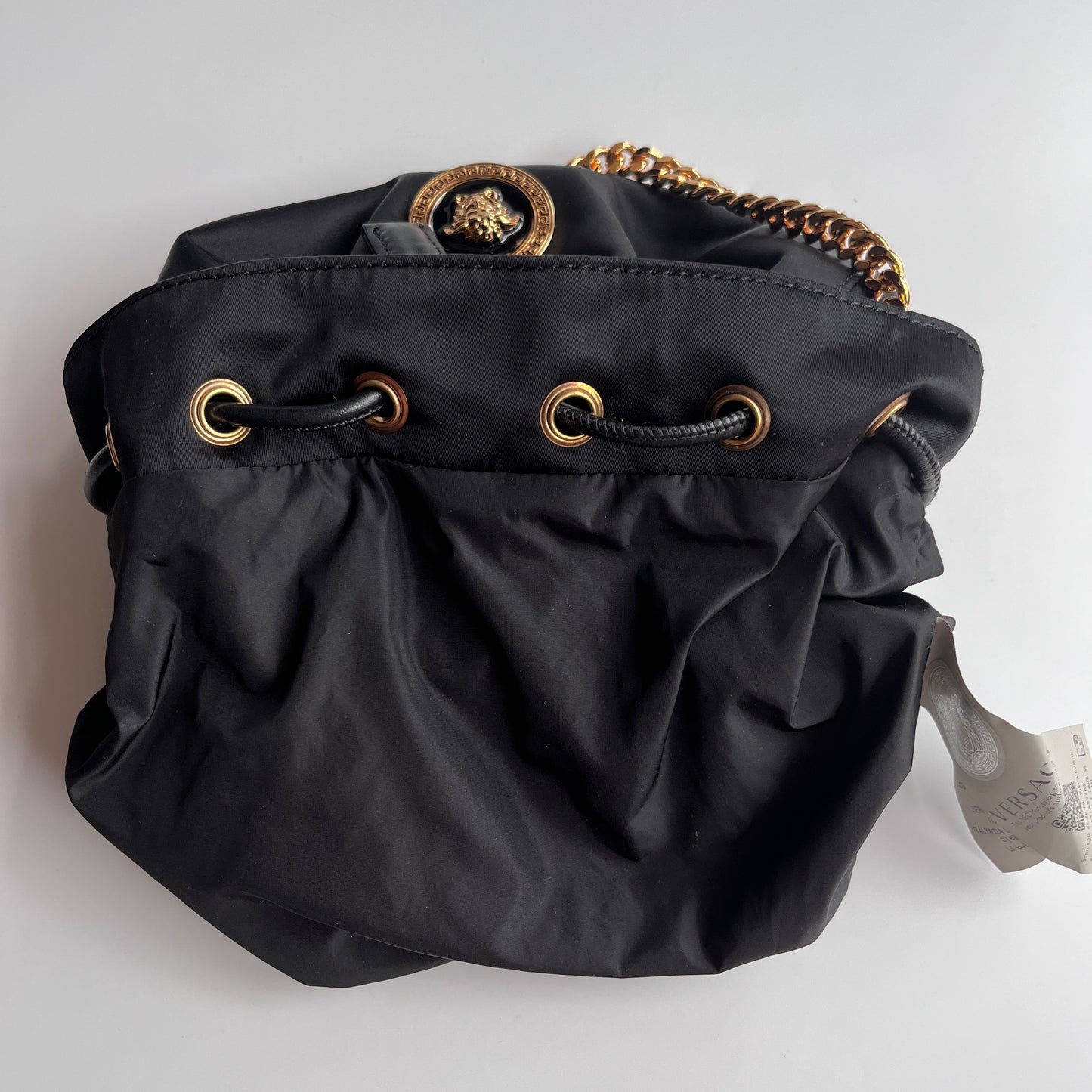 Versace Black Nylon Bucket La Medusa Crossbody Bag