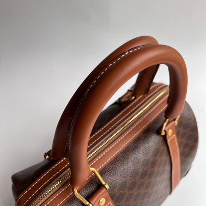 Celine Vintage Macadam Coated Canvas Boston Bag