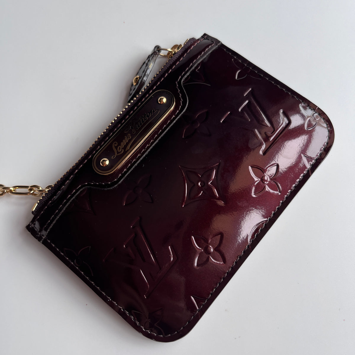 Louis Vuitton Amarante Vernis Pochette Cle Key Coin Case