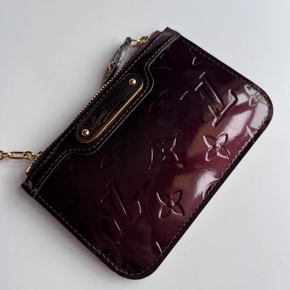 Louis Vuitton Amarante Vernis Pochette Cle Key Coin Case