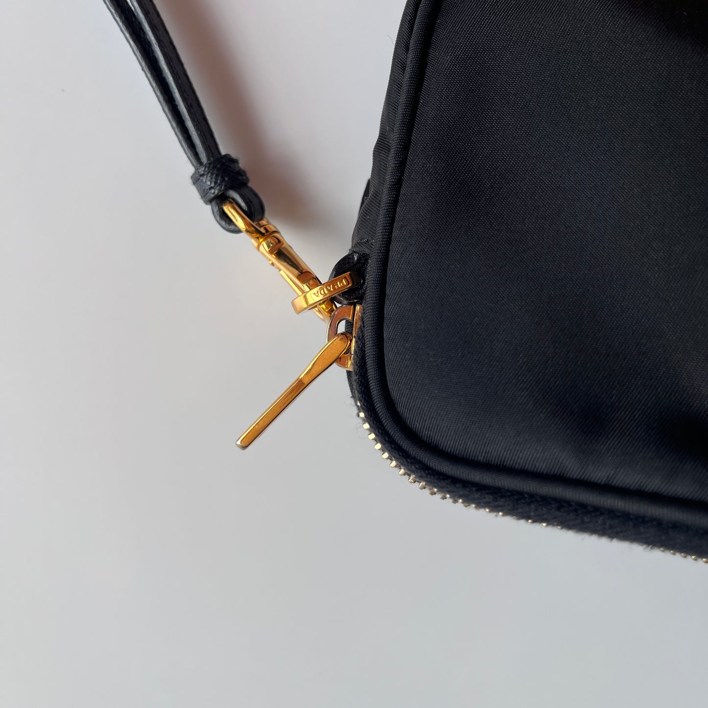 Prada Black Nylon Double Zip Pouch/ Wristlet