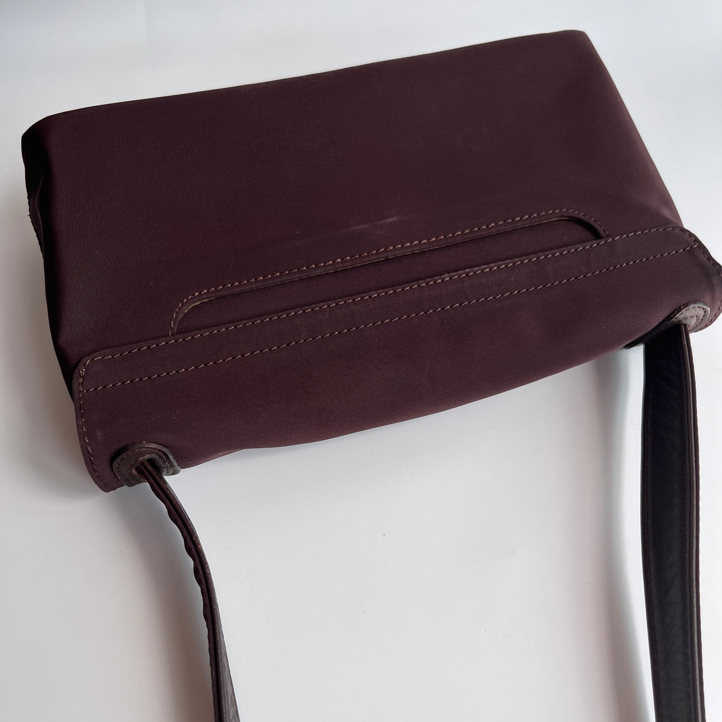 Moschino Vintage Brown Baguette Nylon Shoulder Bag