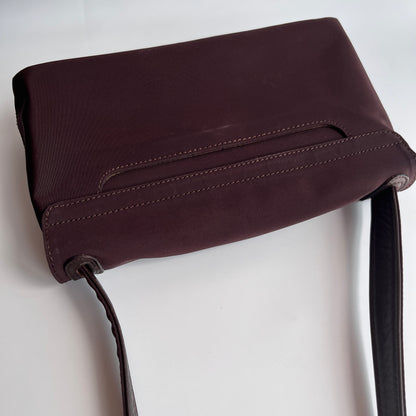 Moschino Vintage Brown Baguette Nylon Shoulder Bag