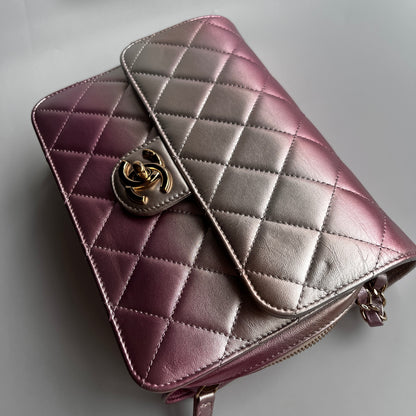 Chanel Quilted Gradient Metallic Lambskin Like A Wallet Flap Crossbody Bag