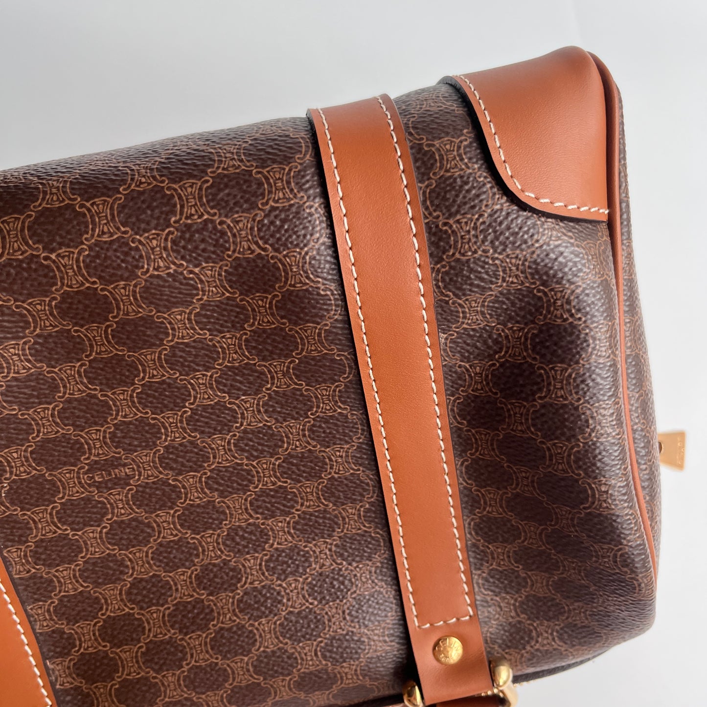 Celine Vintage Macadam Coated Canvas Boston Bag